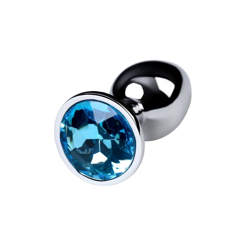 Metal Silver Metal Anal Plug With Coloured Crystal Gem Small - Butt Plugs