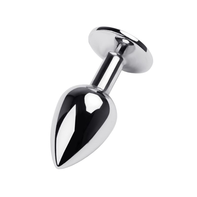 Metal Silver Metal Anal Plug With Coloured Gem Small - Butt Plugs
