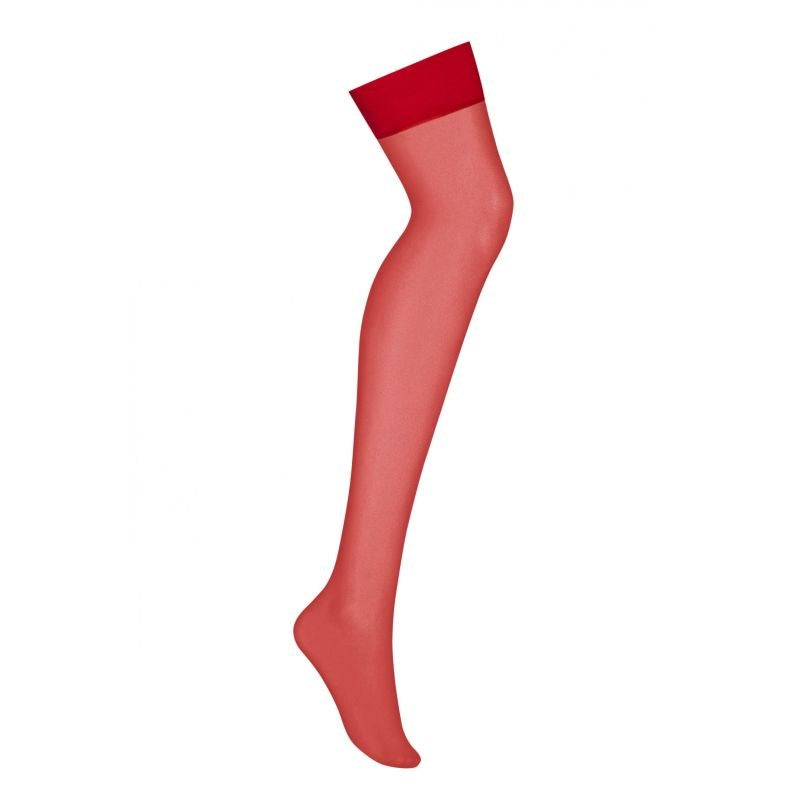 Obsessive S800 Sheer Delicate Leg Stockings Red - Hosiery