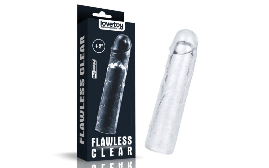 Lovetoy Clear Penis Extender Sleeve Plus 2 Inch - Penis Sleeves and Extenders