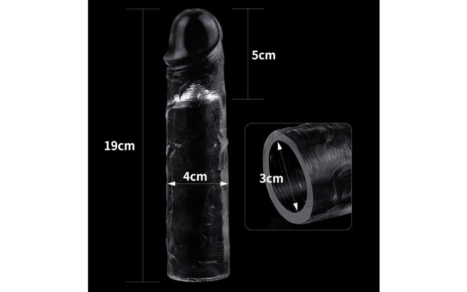 Lovetoy Clear Penis Extender Sleeve Plus 2 Inch - Penis Sleeves and Extenders