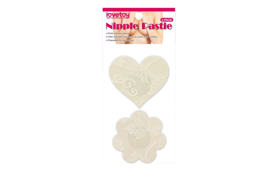 Lovetoy Lace Heart and Flower Womens Nipple Pasties Twin Pack - Breast and Nipple Toys