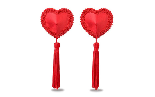 Lovetoy Reusable Red Heart Tassels Womens Nipple Pasties