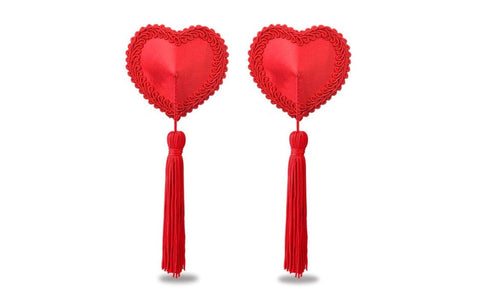 Reusable Red Heart Tassels Women's Nipple Pasties - Breast and Nipple Toys