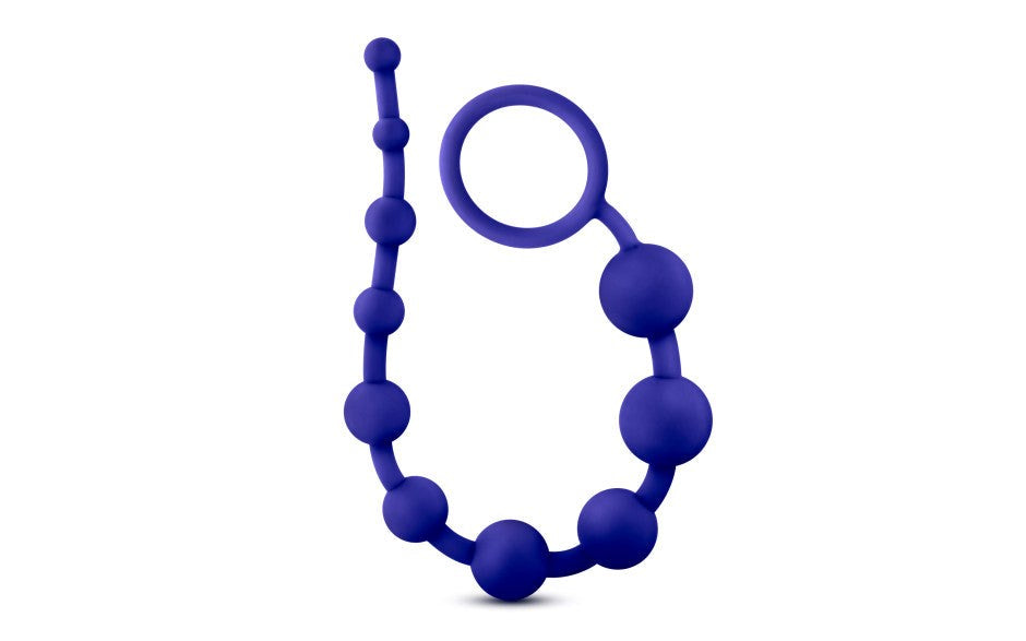 Luxe Silicone 10 Anal Pleasure Beads Indigo - Anal Beads and Balls