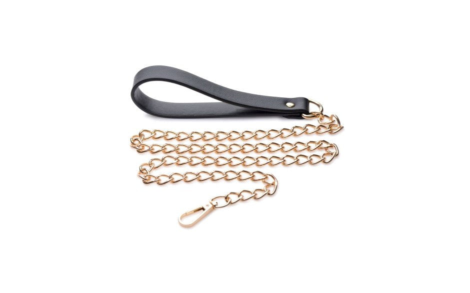Master Series Leashed Lover Black and Gold Chain Leash - Collars and Leads