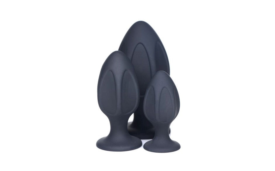 Master Series Triple Juicers Silicone Anal Plug Set Black - Butt Plugs