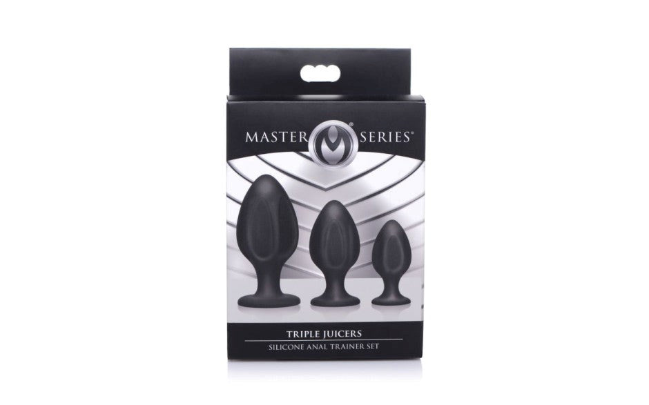Master Series Triple Juicers Silicone Anal Plug Set Black - Butt Plugs