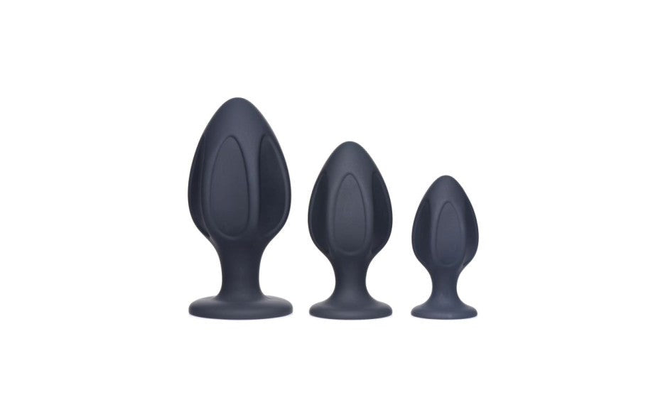 Master Series Triple Juicers Silicone Anal Plug Set Black - Butt Plugs