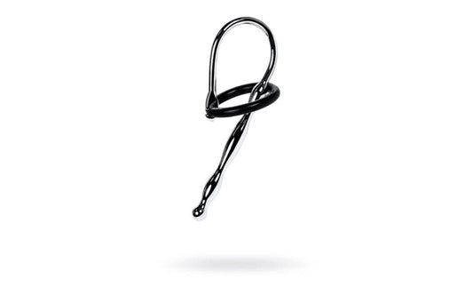 Metal Silver Metal Urethral Plug With Black Silicone Ring