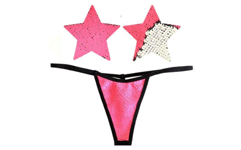 Bitchin Neon and Blacklight Sequin Pastie and Panty Set - G-Strings, Panties and Shorts