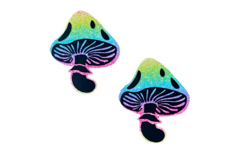 Rainbow Blacklight Glitter Toadstool Pasties by Neva Nude - Fancy Dress Ups