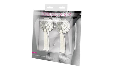 Peekaboo White Satin Pasties by Xgen Products - Fancy Dress Ups