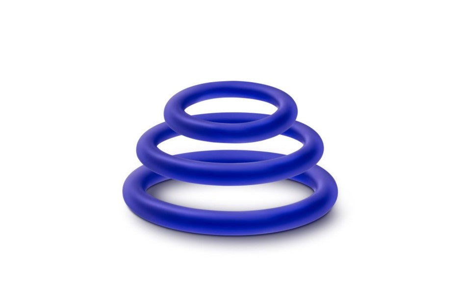 Performance Silicone Cock Rings Set 3 Piece Indigo - Cock Ring Sets