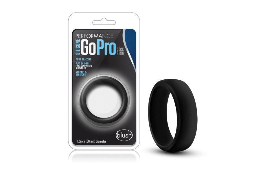Performance Silicone Go Pro Mens Cock Ring Black - Stretchy Cock Rings
