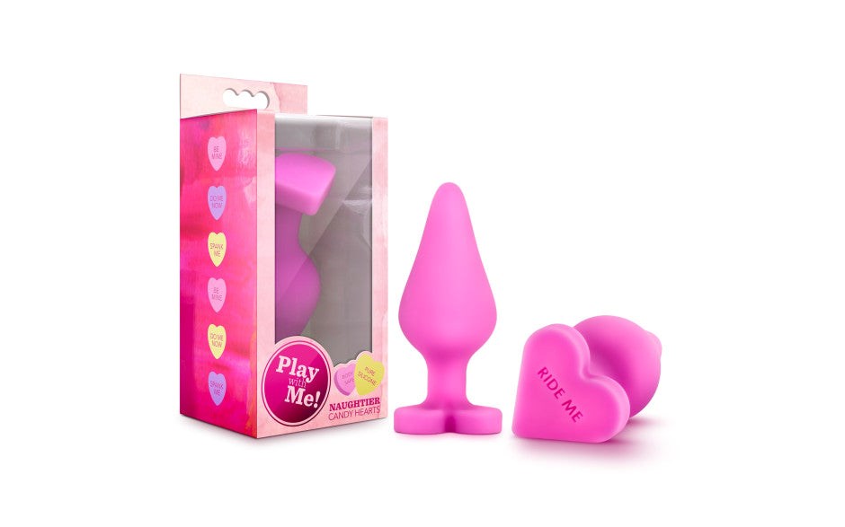 Play With Me Naughtier Candy Heart Shaped Ride Me Butt Plug 4 Inch - Butt Plugs