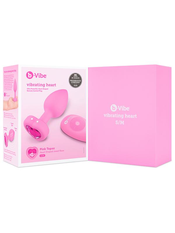 b-Vibe Remote Control Vibrating Jewelled Heart Butt Plug - - Butt Plugs