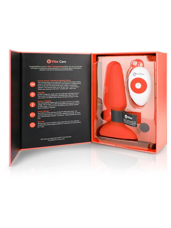 b-Vibe USB Rechargeable Rimming 2 Orange Butt Plug - - Butt Plugs