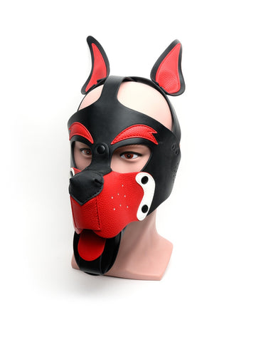 Playful Pup Black Red White BDSM Hood by Sport Fucker - Bondage Hoods
