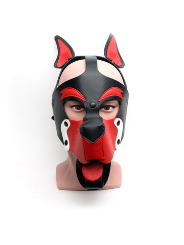 Playful Pup Black Red White BDSM Hood by Sport Fucker - Bondage Hoods