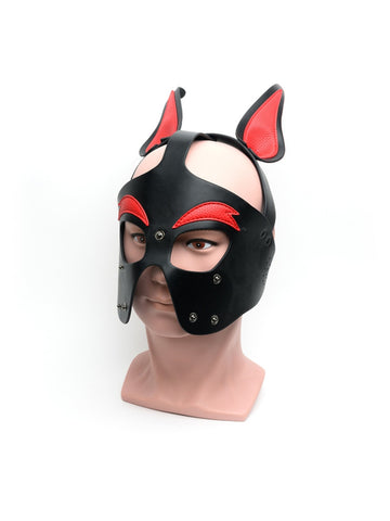 Playful Pup Black Red White BDSM Hood by Sport Fucker - Bondage Hoods