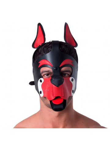 Playful Pup Black Red White BDSM Hood by Sport Fucker - Bondage Hoods