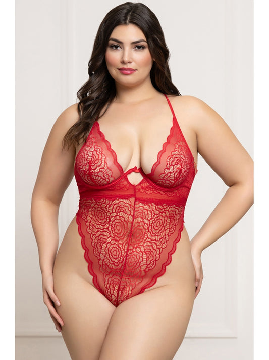 Sexy Floral Lace Womens Teddy by Seven Til Midnight - Teddies and Bodysuits