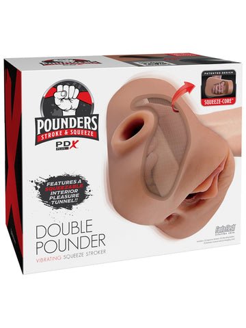 PDX Double Pounder Vibrating Squeeze Stroker Light - Masturbators and Strokers