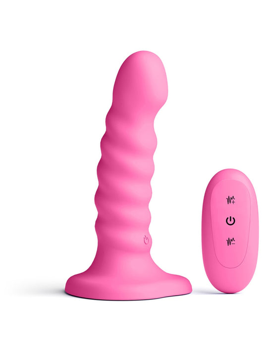 Colours Ribbed. Vibrating Dildo Pink by NS Novelties - Vibrating Dildos
