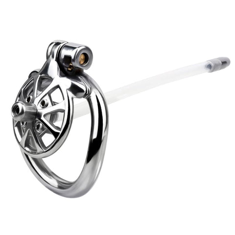 Spike Chastity Cage with Silicone Urethral Catheter - Male Chastity