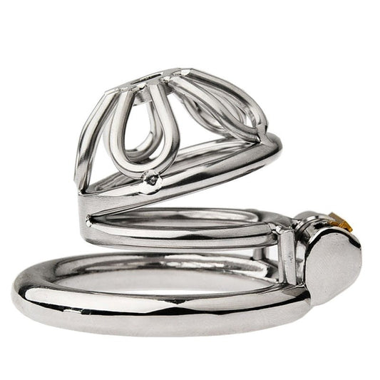 BDStyle Petal Metal Male Chastity Cage With Medium Bent Ring
