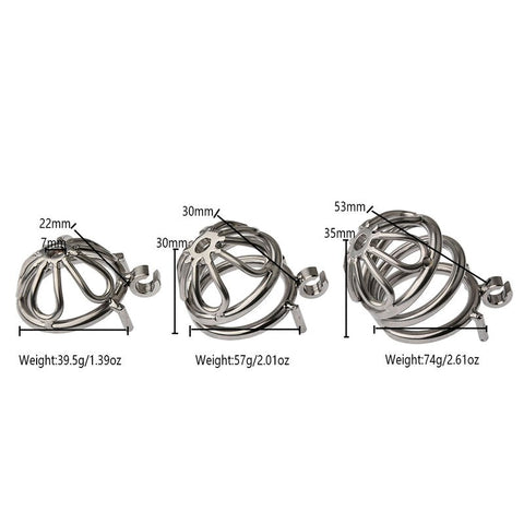 Petal Metal Chastity Cage With Small Bent Ring by BDStyle - Male Chastity