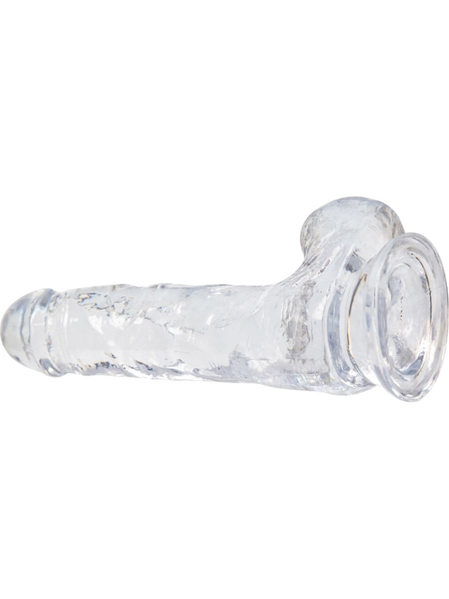 BMS Factory Crystal Addiction 7 Inch Clear Dildo with Balls - Vibrating Dildos