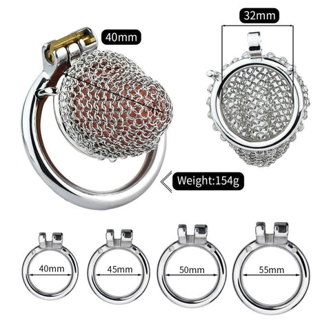 Metal Chastity Cage Mesh Male Locks Device by BDStyle - Male Chastity