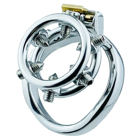 Rivet Screw Double Ring Male Chastity Lock Cage by BDStyle - Male Chastity