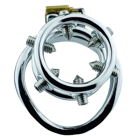 Rivet Screw Double Ring Male Chastity Lock Cage by BDStyle - Male Chastity