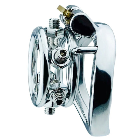 Rivet Screw Double Ring Mens Chastity Lock Cage by BDStyle - Male Chastity