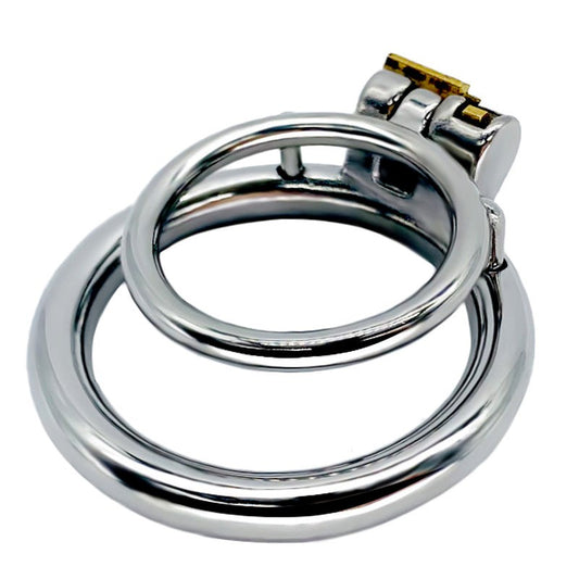 BDStyle Double Ring Male Chastity Lock Cage With Bent Ring