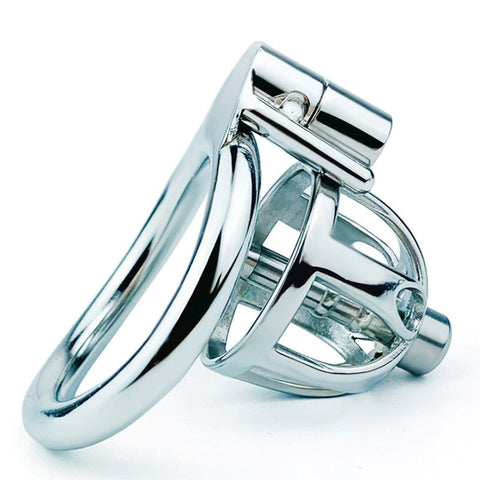 Hex Screw Men's Cock Cage with Urethral Catheter - Male Chastity