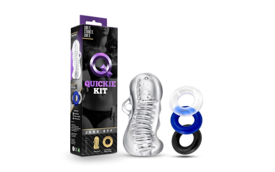 Quickie Kit Jerk Off Mens Stroker With Cock Rings Clear - Masturbators and Strokers