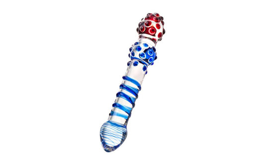 Sexus Glass Dildo 20.5cm Blue & Red