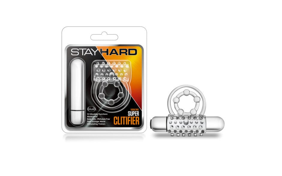 Stay Hard Super Clitifier Vibrating Cock Ring Clear - Vibrating Cock Rings