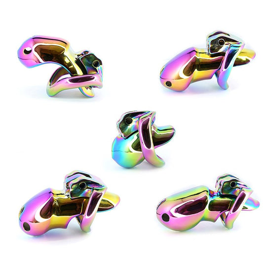 BDStyle Rainbow Male Metal Chastity Cage HTV3 Small