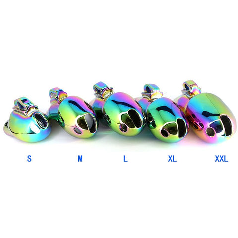 Rainbow Male Metal Chastity Cage HTV3 Small by BDStyle - Male Chastity
