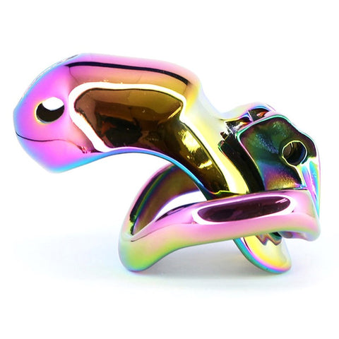 Rainbow Male Metal Chastity Cage HTV3 Large by BDStyle - Male Chastity
