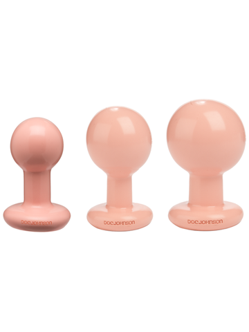 The Classic Round Butt Plug set Cream by Doc Johnson - Butt Plugs