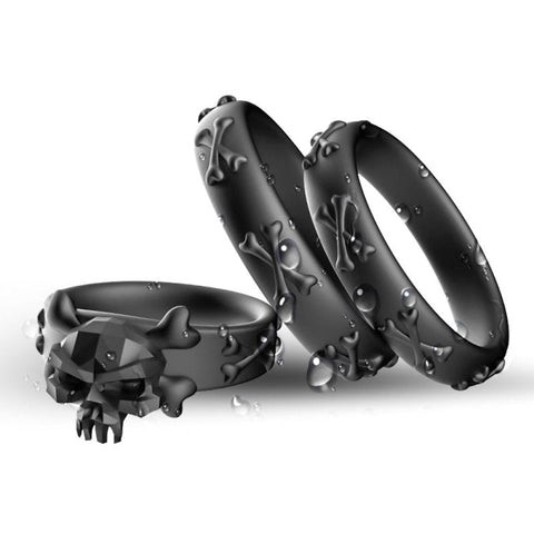 Gothic Style Skeleton 3 Piece Cock Ring Set by BDStyle - Cock Ring Sets
