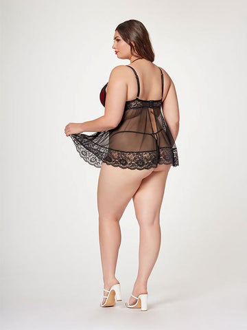 The Romantic Two Piece Womens Babydoll Set - BabyDolls And Chemises