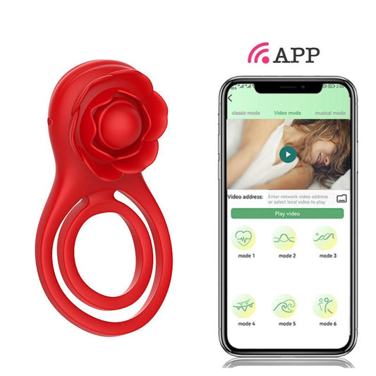 BDStyle Rose Shackle Plus App Remote Control Vibrating Penis Ring