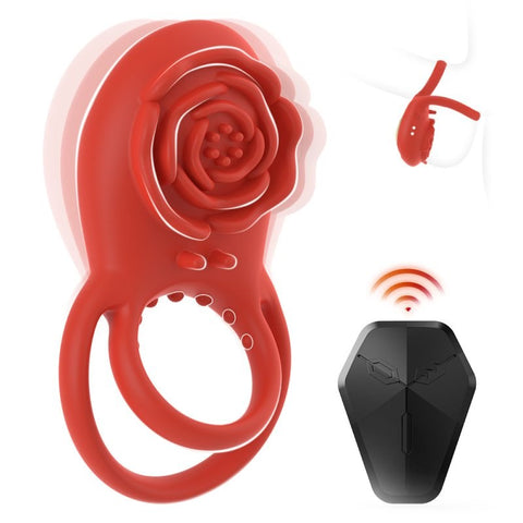 Rose 8 Functions Vibrating Penis Ring by BDStyle - Vibrating Cock Rings